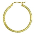 thumbnail image 3 of Wellingsale Ladies 14k Yellow Gold Polished Diamond Cut 3.5mm Hoop Earrings (30 x 30 mm), 3 of 7