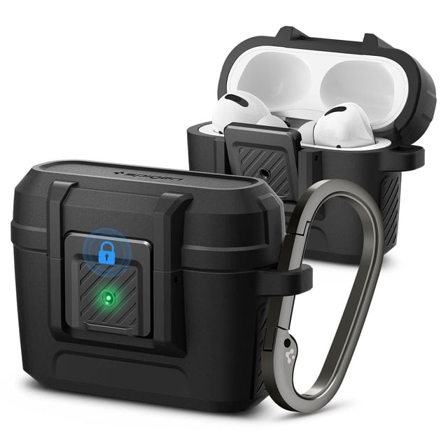 Funda para auriculares Spigen Lock, apta para AirPods Pro, color negro mate