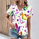thumbnail image 1 of Fiudx Ofertas Del Día Top Informal de Primavera y Verano de Manga Corta con Cuello En V para Mujer, 1 of 4