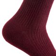 thumbnail image 2 of Lian LifeStyle Fashionable Big Girl's Women's 4 Pairs Wool Blend Crew Socks, Supersoft Fuzzy Cozy Socks Suitable as an Activewear Size 6-9 - Wine, 2 of 4