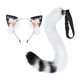 thumbnail image 2 of Diadema con orejas de gato y cola, orejas de animales, regalos divertidos de Halloween, vestido con orejas de felpa, accesorios de disfraz con orejas Blanco negro Yinane  Cola, 2 of 8