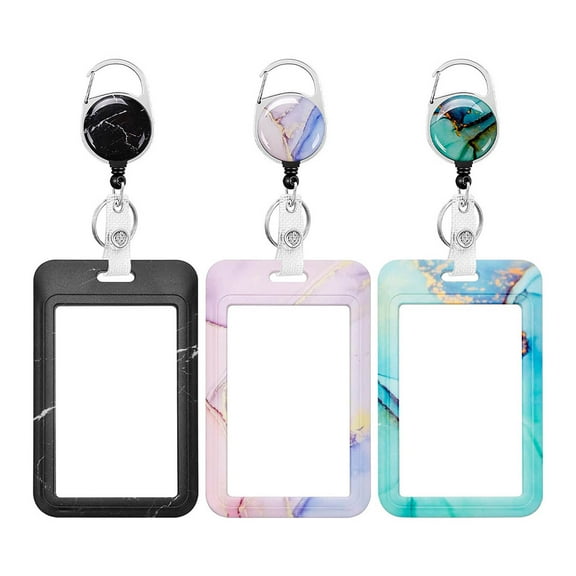 YWIYIUD 1/2/3 PCS Badge Holder Retractable Clip Heavy Duty Reels with Vertical Sliding ID Badge Holder Hard Plastic Key Card Holder Case 4.3inch