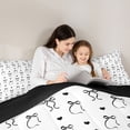 thumbnail image 5 of jejeloiu Ribbon Cute Bowtie Full Size Comforter Sets,Kawaii Black Loves Bedding Sets For Teens Reversible 3-Piece, 5 of 8