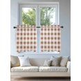 thumbnail image 4 of Brown Checkered Tier Curtains 24 Inch Length, Sheer Curtains for Bedroom Living Room Window, Farmhouse Buffalo Plaid Rod Pocket Voile Drapes Kitchen Curtains Small Half Window 27.5"x24" 2 Panels, 4 of 7