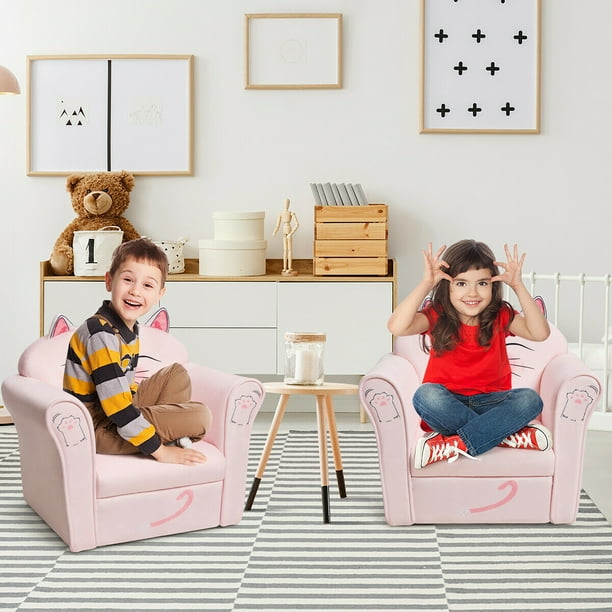 Costway Kids Cat Sofa Children Armrest Couch Toddler Furniture