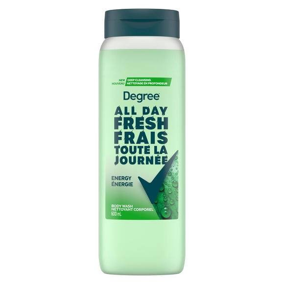 Degree All Day Fresh Body Wash, Fresh Energy, Deep Cleansing for Hydrated Skin, Made with Plant Based Cleansers, 600mL