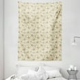 thumbnail image 1 of Floral Tapestry, Pastel Pattern Blooming Flowers on Stripes, Wall Hanging for Bedroom Living Room Dorm Decor, 60W X 80L Inches, Champagne Sage Green, by Ambesonne, 1 of 2