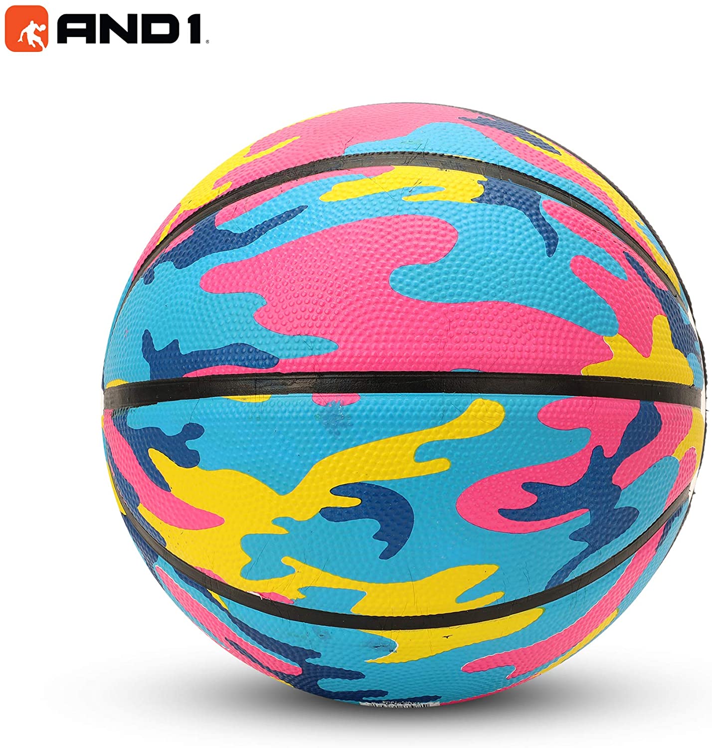AND1 Ultra Grip Advanced Premium Rubber Basketball & Pump, Pink & Yellow, 29.5" - image 2 of 3
