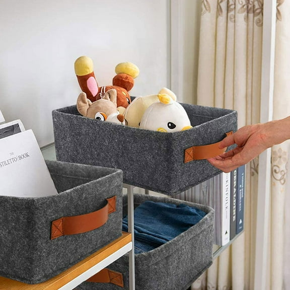WHAMVOX Folding Storage Basket in Grey Made of Felt for Home Use Great for Clothing Storage