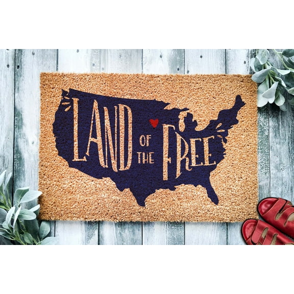America Land of the Free Door Mat | 4th of July | Independence Day | Housewarming Gift | Welcome Doormat | Fourth of July