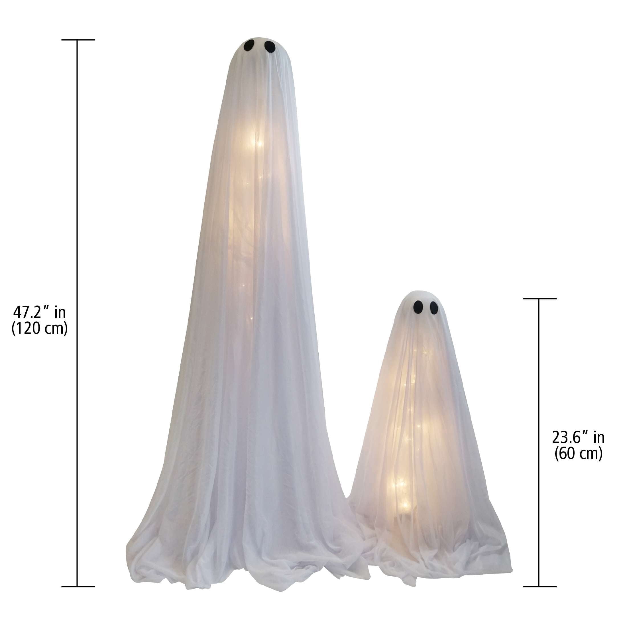 Light-Up Standing Fabric Ghost Decorations, White, 2 Pieces, Halloween by Way To Celebrate