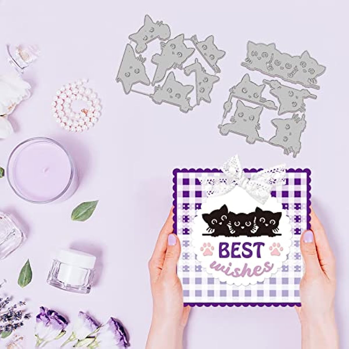 3-Piece Cat Metal Die Cut Set - DIY Scrapbooking & Card Making Embossing Dies For Crafts