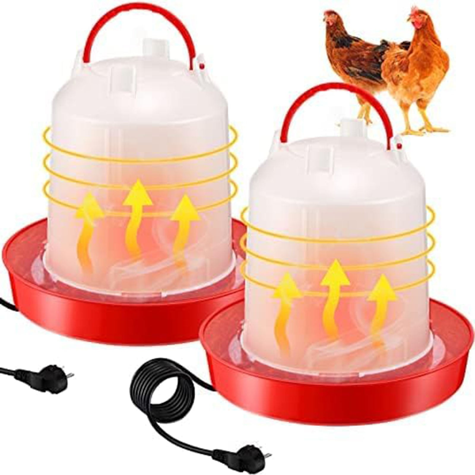 Outdoor Heated Chicken Waterer Poultry Bath Drinking Water Heating Poultry Feeder Heating Hood Machine Hanging Indoor Outside Home Garden Presents For Poultry Lovers