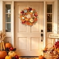 thumbnail image 6 of Yhmxh 18 Inch Fall Wreath for Front Door Decor, Artificial Maple Leaves Pumpkins Sunflower Wreath Decor, Farmhouse Autumn Harvest Wreath for Window Porch Thanksgiving & Outdoor Decor, 6 of 6