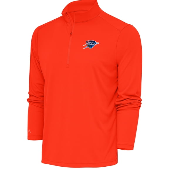 Men's Antigua  Orange Oklahoma City Blue Tribute Quarter-Zip Pullover Top