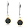 thumbnail image 2 of Gem Stone King 925 Silver and 10K Yellow Gold Black Zirconia Dangle Earrings for Women | 3.00 Cttw | Gemstone Birthstone | Round 6MM, 2 of 4