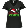 thumbnail image 3 of Inktastic Auntie Claus with Christmas Santa Hat and Snowflakes Women's Plus Size V-Neck T-Shirt, 3 of 5