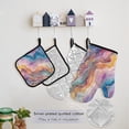 thumbnail image 5 of 5 Pcs Kitchen Set Heat Resistant Oven Mitts and Non-Slip Pot Holders with Adjustable Cooking Apron Colorful Marble, 5 of 6