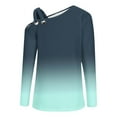 thumbnail image 3 of Annhoo One Shoulder Tops for Women Criss-Cross Long Sleeve Shirts Fashion Cold Shoulder Gradient Color Tees, 3 of 4