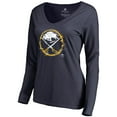 thumbnail image 2 of Women's Navy Buffalo Sabres Splatter Logo V-Neck Long Sleeve T-Shirt, 2 of 4