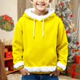 thumbnail image 2 of YunPes Christmas Hooded Sweatshirt for Kids Solid Long Sleeve Hoodie with White Fuzzy Trim Boys Winter Xmas Part1 Warm Pullover, 2 of 5