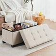 thumbnail image 2 of Ornavo Home 30 Inch Folding Storage Ottoman with Storage Bench, Large Storage Ottoman Bench, Storage Chest, Foot Rest Stool, Bedroom Bench with Storage, 2 of 5