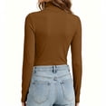 thumbnail image 4 of cocolona Fall Base Layer Tops for Women Mock Neck Long Sleeve Elastic Shirts Solid Color Pullover Slim Blouses, 4 of 7