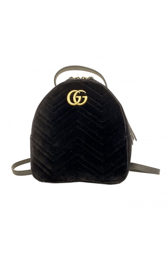 Pre-Owned Gucci GG Marmont Backpack 524568 Velvet Black Women's OP001953