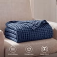 thumbnail image 4 of U by Bedsure Cooling Cotton Waffle King Size Blanket - Lightweight Breathable Blanket of Rayon Derived from Bamboo for Hot Sleepers, Luxury Throws for Bed, Couch and Sofa, Navy, 104x90 inches, 4 of 8
