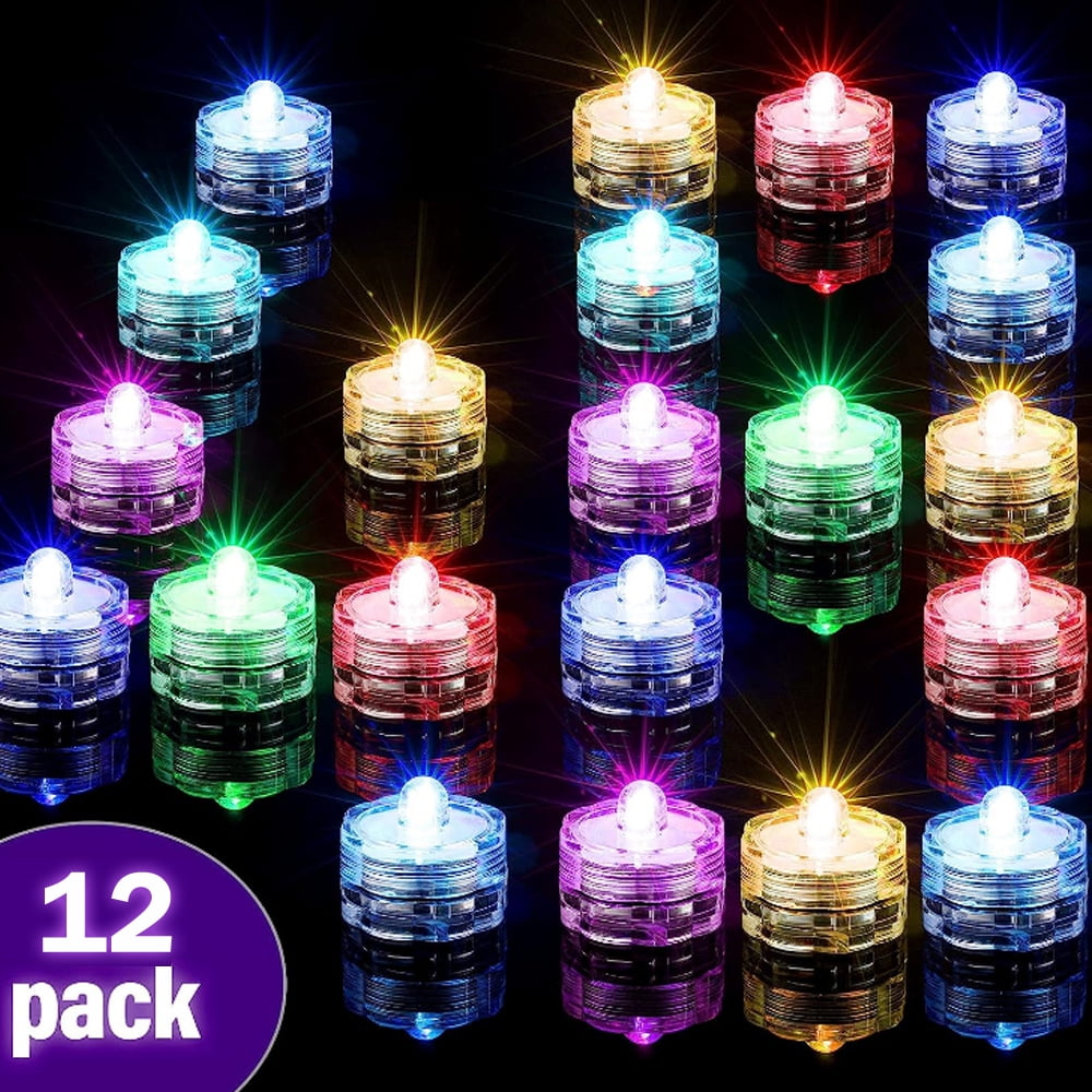 12Pieces Submersible LED Tea Lights Waterproof Small Floral Candle