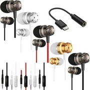 5 Packs Earbud Headphones with Remote & Microphone, SourceTon in Ear Earphone Stereo Sound Tangle Free for Smartphones,