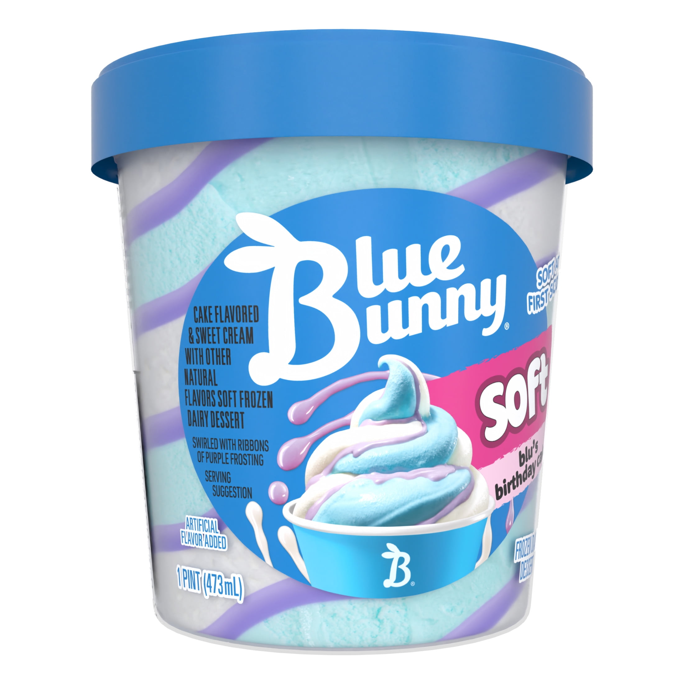 Blue Bunny Soft Blu's Birthday Cake Frozen Dessert, 16 fl oz Pint