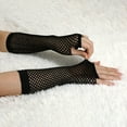 thumbnail image 4 of INSPIRE CHIC 1 Pair Elastic Mesh Fishnet Elbow Fingerless Goth Arm Warmers for Women Black, 4 of 5
