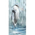 thumbnail image 2 of DeRice, Julie 11x18 Black Ornate Wood Framed with Double Matting Museum Art Print Titled - Standing Still Heron I (Blue), 2 of 4