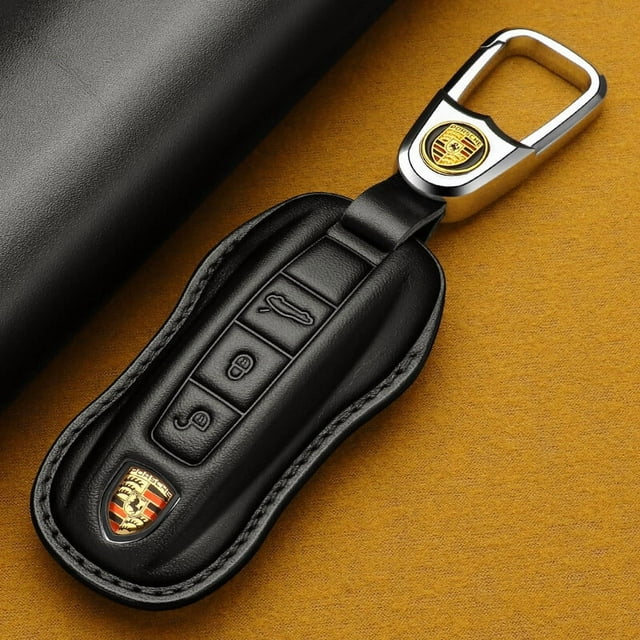 Car Key Fob Cover Case Protector Panamera 911 718 Macan Fits '23 Cayenne Porsche Key Cover: Genuine Leather