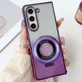 thumbnail image 4 of Magnetic  Ring Stand Glitter Case for Samsung Galaxy Z Fold 6, (Compatible with Magsafe) Women Girly Luxury Cute Plating Bling Glitter Kickstand Cover for Galaxy Z Fold 6 (Purple), 4 of 7
