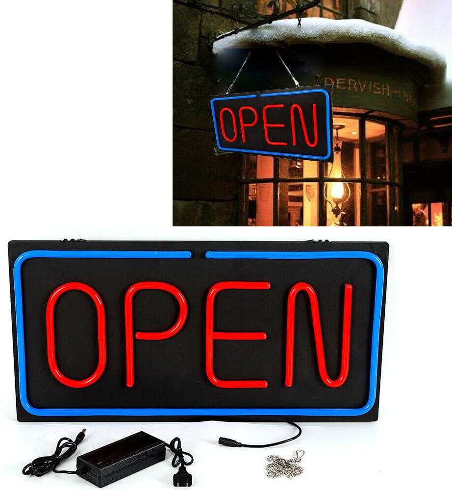 Neon Open Sign 24x12 inch Led Light 30W Horizontal Window Game Rooms Decorations 
