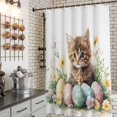 thumbnail image 3 of Shower Curtain for Bathroom Easter Watercolor Cute Cat Egg Waterproof Bath Curtains Shower Curtains with Hooks,Spring Garden Flower Leaf Bathroom Curtain Privacy Drapes for Bathtubs Toilet 36x72in, 3 of 9
