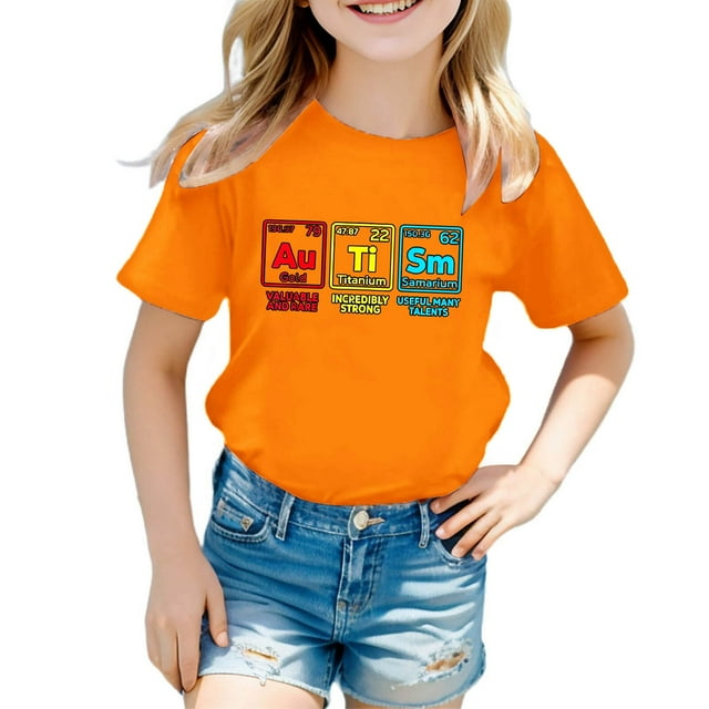 Vêtements pour Filles Imprimé Manches Courtes Col Rond Mignon Été pour Adolescentes Mode 8-9 Ans