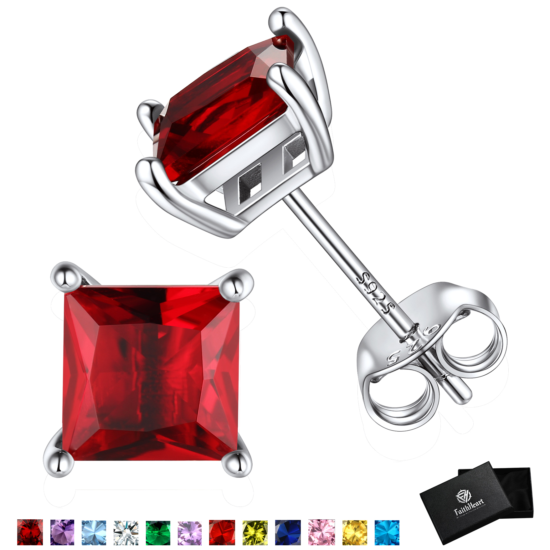 FaithHeart January Birthstone Sterling Silver Stud Earrings photo 1