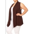 thumbnail image 3 of Women's Casual Basic Plus Size Loose Fit Long Body Draped Open Front Solid Cardigan Vest, 3 of 4