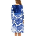 thumbnail image 3 of FKELYI Christmas Snowflake Women Dress Blue Lightweight Women Dress Long Sleeve Elegant Casual Formal Christmas Dresses for Women Size 4XL, 3 of 4