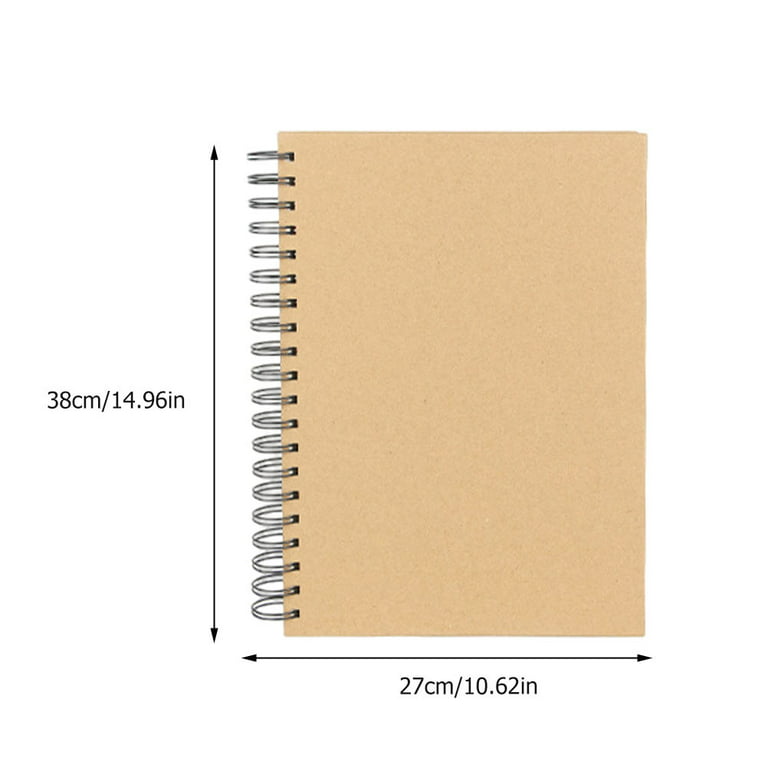 Spiral Sketch Book Large Notebook（Built-in Drawing Board） Kraft Cover Blank  Sketch Pad Wirebound Sketching for Drawing Painting 8.5x11-Inch (2 Pack)