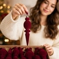 thumbnail image 4 of Vintage Victorian Christmas Tree Decorations, 9Pcs Burgundy Velvet Finial Ornaments with Gold Caps, Luxury Flocked Xmas Tree Ornaments for Holiday Mantel Party Home Decor, Red & Gold, 7 Inch, 4 of 4