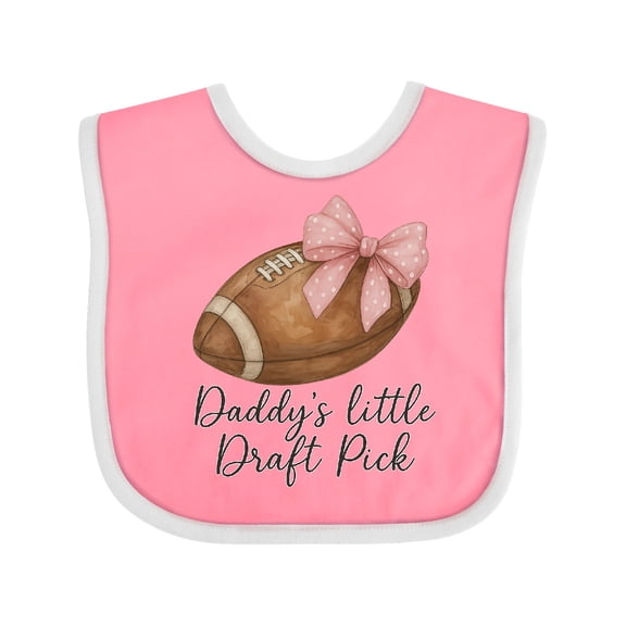 Inktastic Daddy's Little Draft Pick Football Pink Bow Boys or Girls Baby Bib