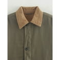 thumbnail image 3 of Mid-Length Oversized Canvas Jacket for Women with Contrast Corduroy Collar, Loose Fit Utility Coat, Lightweight Casual Workwear Outerwear, 3 of 5