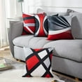 thumbnail image 6 of Set of 4 Throw Pillow Covers Modern Abstract Red Stripes Gray Black White Acrylic Bold Grey Decorative Pillow Cases Home Decor Square 18x18 Inches Pillowcases, 6 of 6