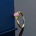 thumbnail image 4 of Gem Stone King 0.55 Ct Oval Pink Sapphire and Diamond 14K Yellow Gold Ring, 4 of 5