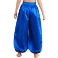 thumbnail image 4 of Doomiva Kids Girls Satin Harem Pants Elastic Waist Belly Dance Bloomers Theme Party Dress Up Blue 6, 4 of 7