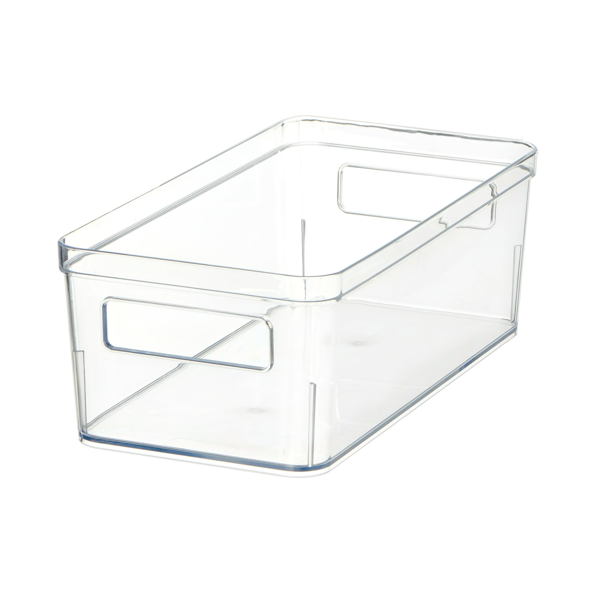 Mainstays Medium Clear Plastic Pantry Storage Organizer Bin with Handles, 12 in x 6 in x 4 in